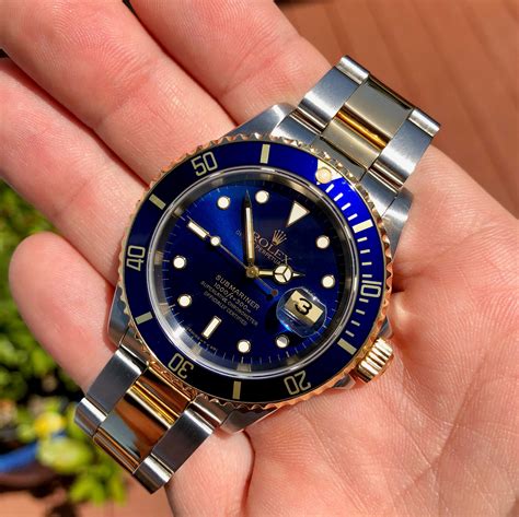 rolex submariner two tone blue and gold|rolex submariner blue price new.